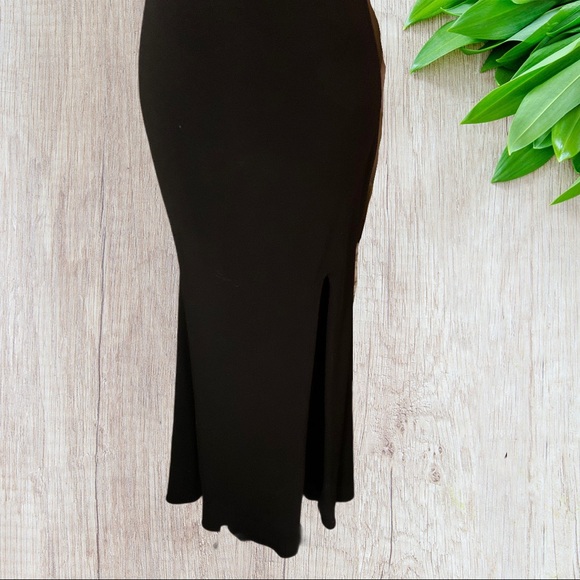 Aqua Black Mock Neck Beaded Sleeveless Gown Size 6 - Picture 3 of 16